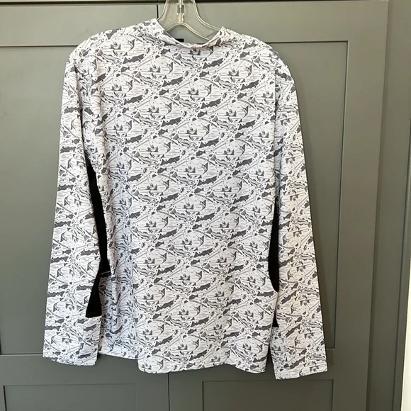 NWT{Koofin}Mens Sz M Gray/Wht/Blk Performance Fishing 1/4 Zip Pullover Shirt - Picture 5 of 5